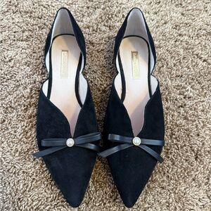 Louise et Cie Black Flats with Pearl Bow